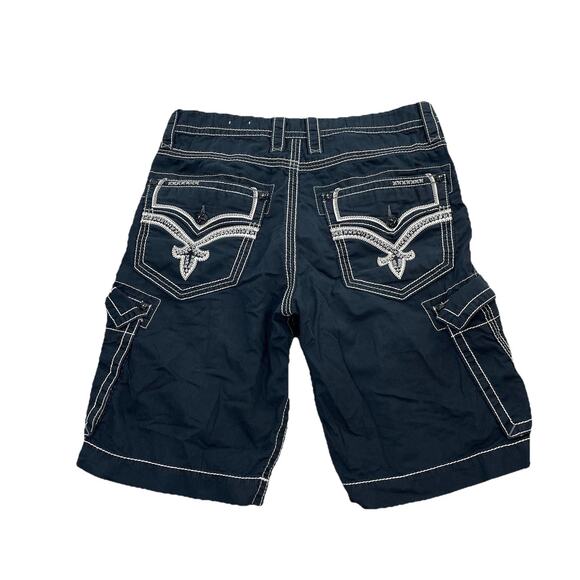 Rock Revival Classic Cargo Shorts Men Sz 34 Black Flap Pockets 12" Inseam 65-12 - Picture 1 of 8